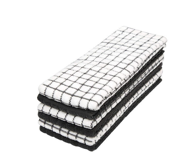 Bumble Towels Bumble Kitchen Towels | 100% Cotton Dish Towels with Hanging Loop | 16"x 28" | 380GSM | Absorbent Kitchen Towel Set | 6 Pack, Black - Image 4